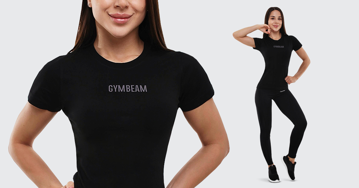 Женска Мајица Кратких Рукава FIT Black - GymBeam